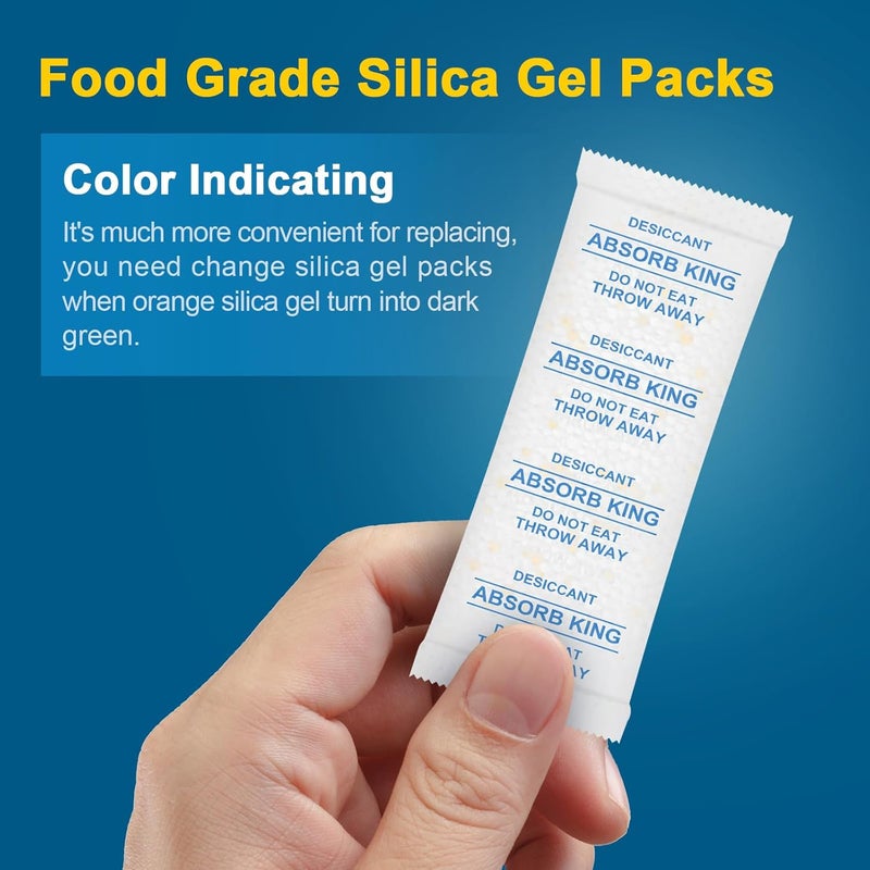 Absorbking Silica Gel Packets – 500 Packs 5 Gram Moisture Absorbers Food Grade Silica Packets, Premium Desiccant Packs for Storage, Color Indicating Desiccant for Spices, Jewelry, Shoes, Electronics, Tool Box - Image 3